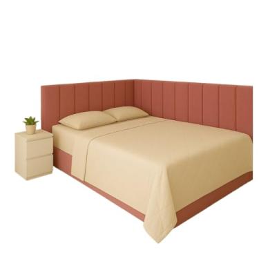 Imagem de Cabeceiras Modulares Estofadas Premium em L 45x20cm para Cama Box | Painel Decorativo Sem Furo | (AZUL PETRÓLEO,SOLTEIRO - 15 PLACAS)