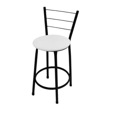 Imagem de Banqueta Média Bistrô 60cm com Encosto | Estrutura Aço Epóxi e Assento Courino | Para Cozinha e Bar(BRANCO)
