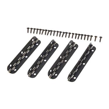 Imagem de 4 pcs Silver/Bronze Gabinete Porta Bagagem dobradiças 6 buracos decoração Jóias de madeira Caixas de madeira Decoração de móveis 90 grau com parafuso YYDFPIIA (Color : B)