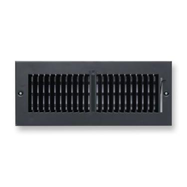 Imagem de Serve para difusor de suprimento de ar de aço bidirecional de abertura de duto 12x4 da Handua | Registre grade de cobertura de ventilação para parede lateral e teto | Preto | Dimensões externas: 35 cm