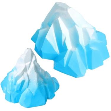 Imagem de Milisten Conjunto de 2 Enfeites de Aquário Ice Mountain, Decorações Floeberg Em Pvc para Aquários de Peixes E, Cores Sortidas, 2 Tamanhos (9,8 X 8,3 X 6,0 Cm, Pequeno 6,8 X 6,5 X 6,4 Cm)