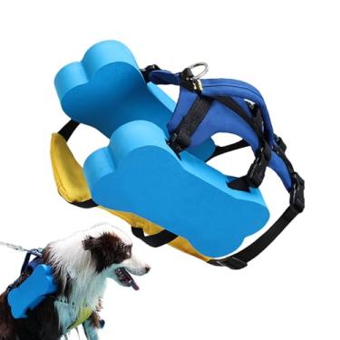 Imagem de Colete salva-vidas para cães, colete flutuante para animais de estimação, protetor de vida ajustável com alça de resgate, casaco flutuante refletor leve para cães pequenos, médios e grandes
