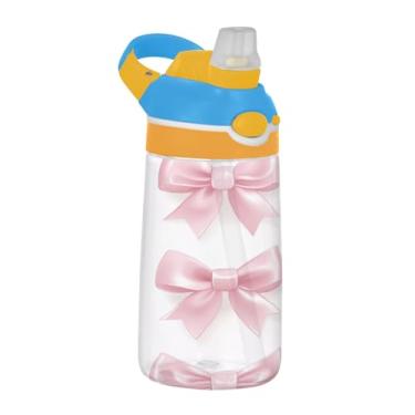 Imagem de Blueangle Garrafa de água com laço de fita de 473 ml, garrafa de viagem e esportes Tritan reutilizável com canudo e design de tampa de bico pop-up (477)