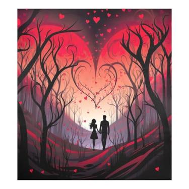 Imagem de SEHANY Capa magnética para máquina de lavar louça, pintura romântica para casais de Dia dos Namorados, adesivos magnéticos decorativos antiarranhões para painel de geladeira e lava-louças, decoração