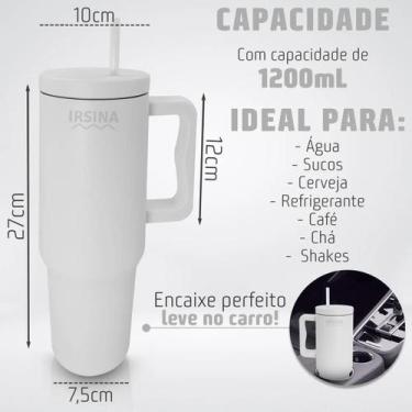 Imagem de Garrafa Térmica 1200ml Tampa Vedada Antivazamento Com Canudo Alça Late