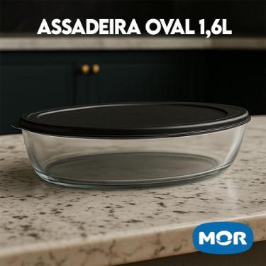 Imagem de Travessa Oval 1,6 Litros com tampa Assadeira Mor