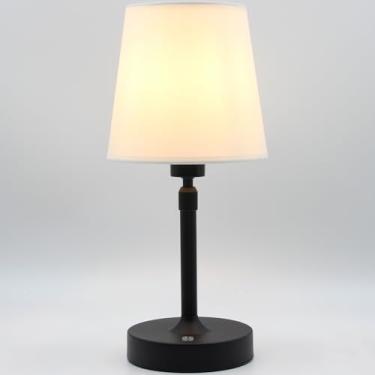 Imagem de Abajur de mesa sem fio, recarregável, preto, mini lâmpada pequena, altura ajustável, 5200 mAh, operada por bateria com função de escurecimento contínuo para quarto, mesa de cabeceira, banheiro
