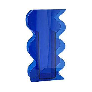 Imagem de Dpofirs Vaso de Acrílico, Vaso de Flores Leve e Inquebrável para Decoração de Casa, Com Cor Elegante e Fácil de Limpar, para Sala de Estar, Escritório, Decoração de Hotel (blue)