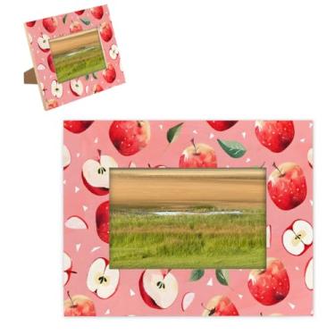 Imagem de hongjinglin Porta-retrato de 20,3 x 25,4 cm, molduras fofas de madeira, frutas, maçã, com tapete, exibição de parede e mesa, para decoração de casa e amigos da família, ideias de presente de casamento