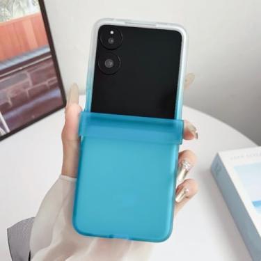 Imagem de Capa fosca translúcida com efeito gradiente e toque suave para Samsung Galaxy Z Flip 7 6 5 4 3 7fe 5g Flip7 Flip6 em cores vibrantes (para Galaxy Z Flip5/Branco-Azul)
