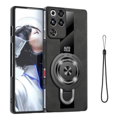 Imagem de YAJOJO Capa magnética para ZTE Nubi RedMagic 11 Pro+/RedMagic 11 Pro com suporte, capa protetora de couro premium, [Suporte] [Magnético], preta