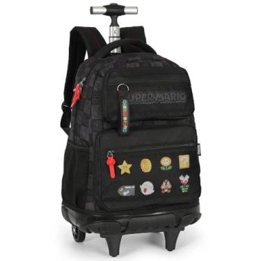 Imagem de Mochila de Rodinha e Costas Super Ma rio Premium Preto Luxcel