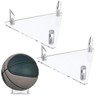 Imagem de SynHHergyx 2 unidades de suporte de bola de acrílico transparente para exibição de bola esportiva para basquete, futebol, vôlei, futebol, fácil de montar