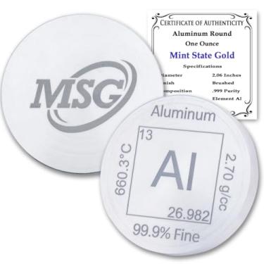 Imagem de Peso de papel puro redondo de alumínio de 28,3 g - Design de elemento com certificado de autenticidade