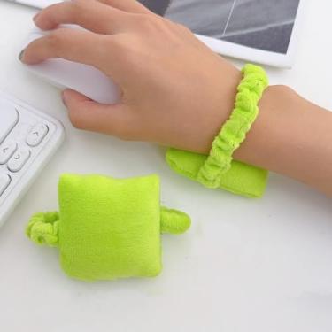 Imagem de 2 peças de descanso de pulso para mouse vestível - almofada de algodão PP leve para escritório/jogos, descanso ergonômico de apoio de pulso para teclado (verde, 6,5 x 6 cm)