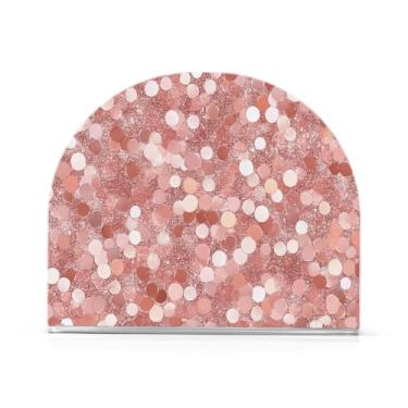 Imagem de Wassud Porta-guardanapos de acrílico com padrão de lantejoulas de ouro rosado, dispensador de guardanapos de papel moderno em forma de U para mesa, cozinha, sala de jantar, bancada 1 peça (comporta 50