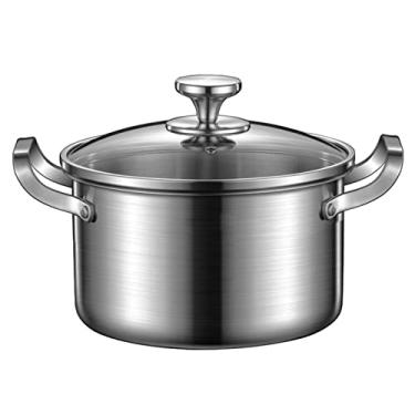 Imagem de Panela de sopa doméstica multifuncional - Panela de sopa de aço inoxidável 316 engrossada com tampa de vidro para fogão de indução e fogão a gás, para uso doméstico e restaurante (uma cor - 24 cm
