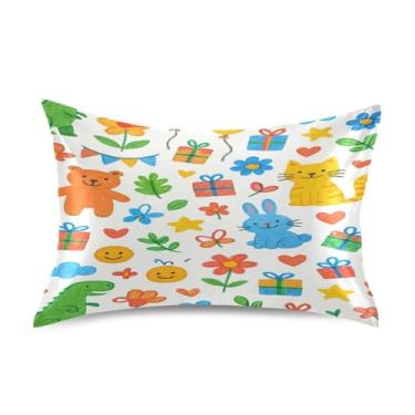 Imagem de Wassud Fronha de cetim com desenhos coloridos para cabelo e pele, fronhas de seda lisa, tamanho padrão, capas de almofada respiráveis com fecho de envelope