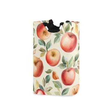 Imagem de CEBUGI Cesto de lavanderia com maçãs e folhas, cesto de roupa suja dobrável para roupas, quarto, banheiro, dormitório