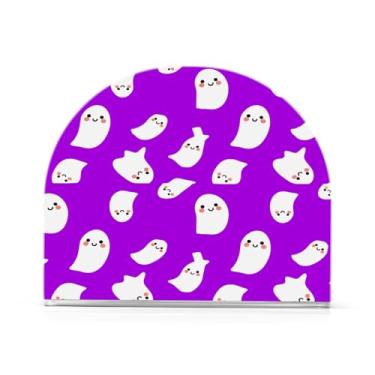 Imagem de Wassud Porta-guardanapos acrílico fantasmas de Halloween moderno dispensador de guardanapos de papel em forma de U para mesa, cozinha, sala de jantar, bancada 1 peça (comporta 50-60 guardanapos)