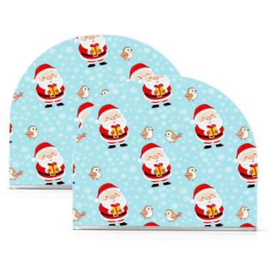 Imagem de Wassud Porta-guardanapos de acrílico de Papai Noel e pássaros, dispensador de guardanapo de papel moderno em forma de U para mesa, cozinha, sala de jantar, bancada 2 peças (comporta 50-60 guardanapos)
