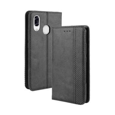 Imagem de Capa flip de couro para ZTE Libero S10,Flip magnético retro,Caso de telefone de couro PU,Design de carteira com 3 slots de cartão e 1 clipe de dinheiro -Black