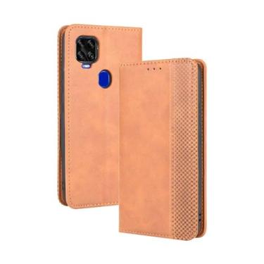 Imagem de Capa flip de couro para ZTE Axon 11 SE 5G,Flip magnético retro,Caso de telefone de couro PU,Design de carteira com 3 slots de cartão e 1 clipe de dinheiro -Brown