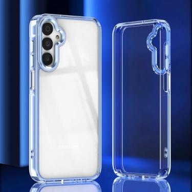 Imagem de Capa transparente de luxo para Samsung Galaxy A17 A07 A56 A36 A26 A16 A06 A55 A35 A25 A15 A54 A34 A14 A24 A05 A05s, capa à prova de choque (para Galaxy A06/Azul)