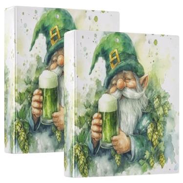 Imagem de Burbuja Pasta St. Patrick Gnome Beer com 3 argolas de 3 cm para trabalho de escritório, fichário aberto D serve para papel tamanho carta com visão clara, 2 bolsos, pacote com 2