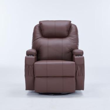 Imagem de Poltrona do Papai Reclinável Manual Vector Base Giratória Massagem Aquecimento e Porta Copos PU G94 - Gran Belo