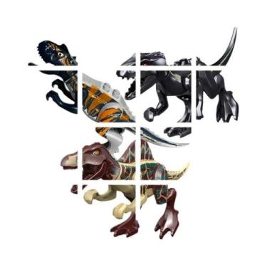 Imagem de Blocos De Montar De Dinossauros Jurássicos Velociraptor Triceratops T-