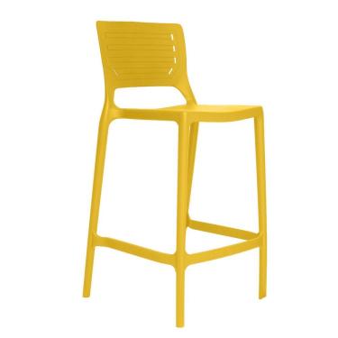 Imagem de Banqueta Alta Cozinha Amarela Empilhável Saturno Em Polipropileno Acrilys