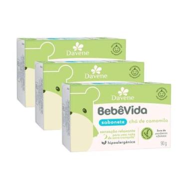 Imagem de 3 Un Sabonete Vegetal em Barra Bebê Vida Chá de Camomila 90g - Davene