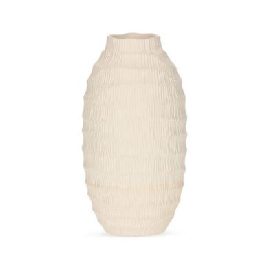 Imagem de Vaso Em Cerâmica Off White Com Ranhuras 30×16,5cm Mart