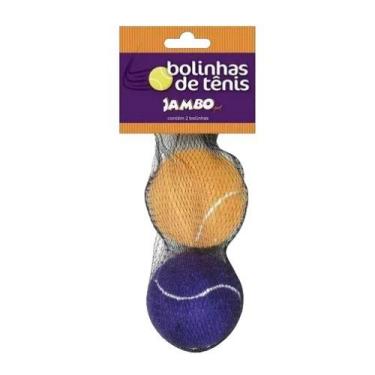 Imagem de Brinquedo pet mordedor bola tenis para cães laran e roxa 2un - JAMBO