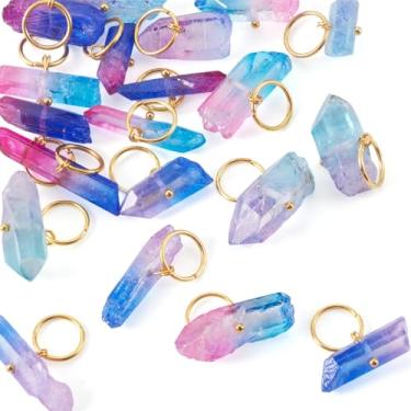 Imagem de 20 pingentes de cristal de quartzo natural para fazer joias, pingentes de pepitas com anéis de salto de latão para colar faça você mesmo, pulseira, brinco, colar, chaveiro, dois tons