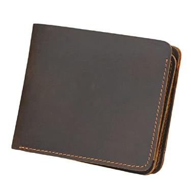Imagem de East Rain Carteira vintage robusta de couro bovino com clipe de dinheiro para cartão de crédito, Marrom escuro, Retrô