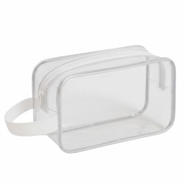 Imagem de Necessaire Transparente Organizador Em Plástico Para Maquiagem (BRANCO, 2 UNIDADES)