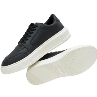 Imagem de Tênis Confortável com Sola Alta Visual Minimalista Moderno e Macio para Dia a Dia Trabalho Evento Uso Diário (Preto/Off, BR, Adulto, Numérico, 46)