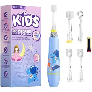 Imagem de ReDISEN Escova de dentes elétrica infantil de 360 graus com luzes LED divertidas, temporizador de 2 minutos embutido, cerdas extra macias e cabo ergonômico – ideal para idades de 1 a 12 anos, 4