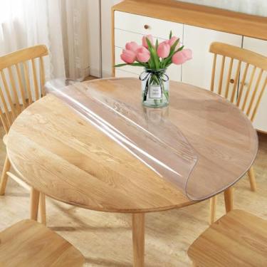 Imagem de 30 Inch Dia Round Clear Table Protector Tablelcloth Cover Vinyl Desk Pad Mat for Circular Wooden Furniture Kitchen Coffee End Table Protector Glass Table Top Plastic Tablecloth Round Vinyl Table Pad