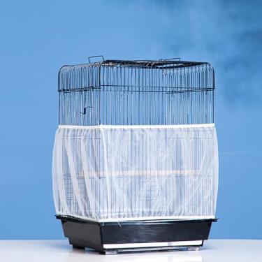 Imagem de 1 capa de gaiola antirespingos, malha branca com fibra de poliéster durável, para proteção ao ar livre e fácil limpeza, P