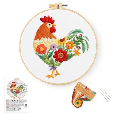 Imagem de CZFSWT Kit de bordado, kits de bordado fácil de galo para iniciantes, kits de ponto cruz para iniciantes adequados para melhorar a coordenação motora fina