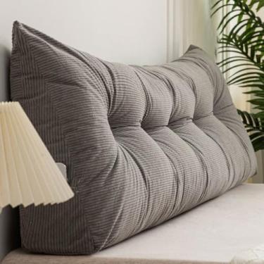 Imagem de CYTJHMD Travesseiro de cabeceira com cunha para descanso de cama, descanso de cama, almofada triangular para sentar na cama, suporte de posicionamento do encosto, travesseiro longo para sofá-cama