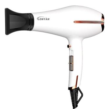 Imagem de Secador de Cabelo Profissional 220V 2200W 127V 3 velocidade do vento Níveis Ar quente e frio Turbo Alta Potência Rápido Secage Íons Negativo (Branco, 127V)