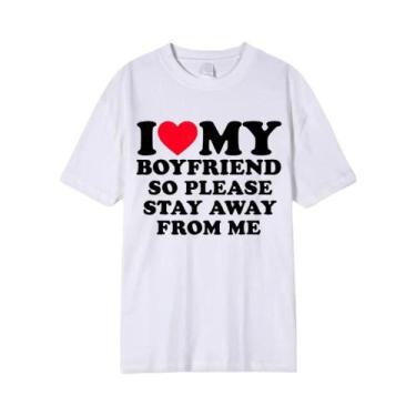 Imagem de Camiseta Unissex Com Estampa 'Eu Amo Meu Namorado(a)' Presente Para Na