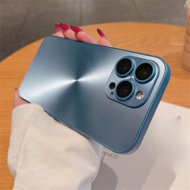 Imagem de Capa de luxo fosca com padrão gradiente Aurora para iPhone 16, 15, 14, 13, 12, 11 Pro Max 16 Plus, capa rígida com proteção macia e à prova de choque, azul-marinho, para iPhone 12Pro Max