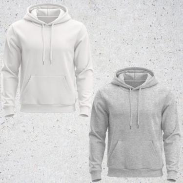 Imagem de Kit 2 Blusa de Frio Moletom Unissex Lisa Casaco canguru Inverno Com Ca