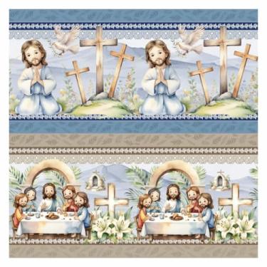 Imagem de Tecido Tricoline Digital Barrado Sagrado 100% Algodão