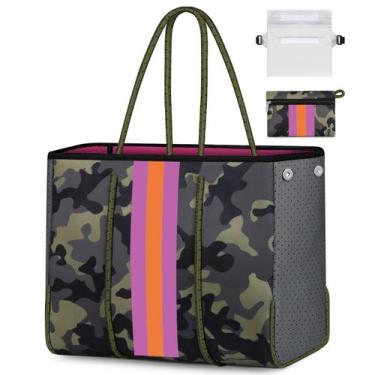 Imagem de Bolso tote grande de neopreno IBFUN multipropósito para playa verde